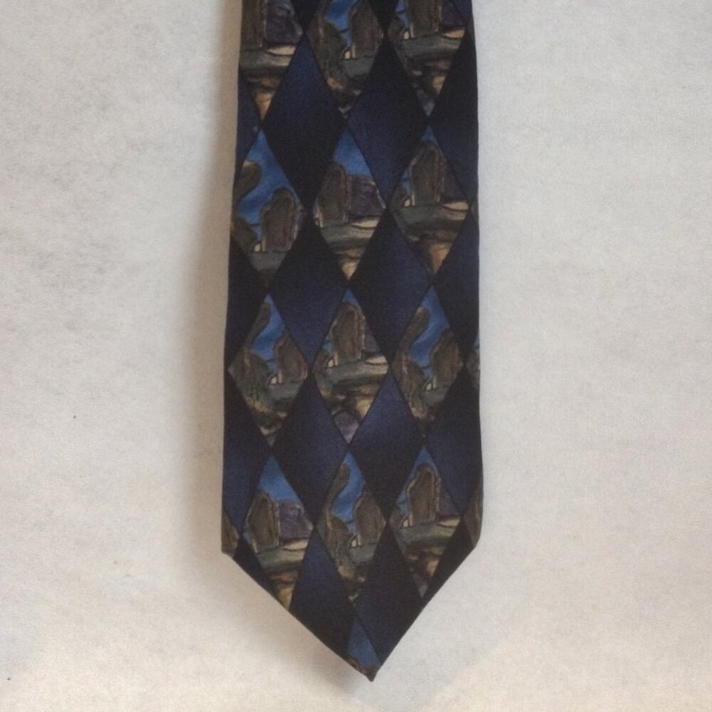 J Garcia Blue Diamond Neck Tie 100% Silk Malachite Valley Collection Seven